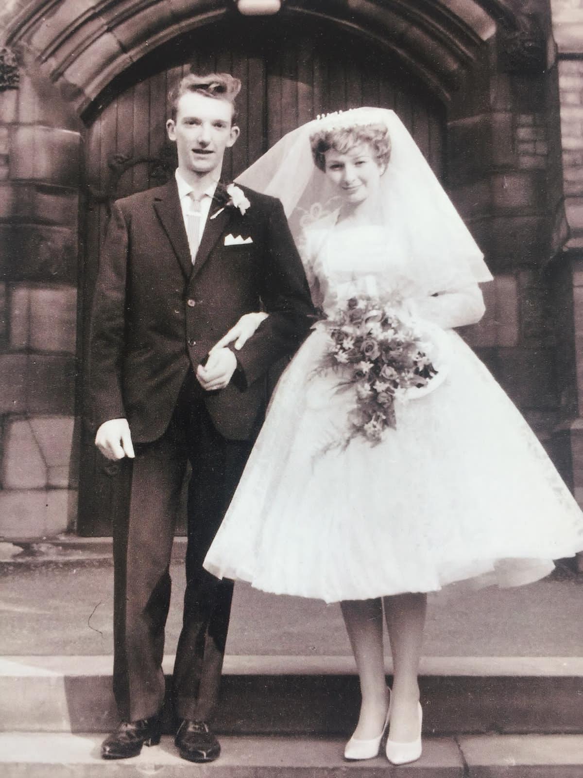 Barbara and Barry Butterworth pictured on their wedding day on March 25, 1961.