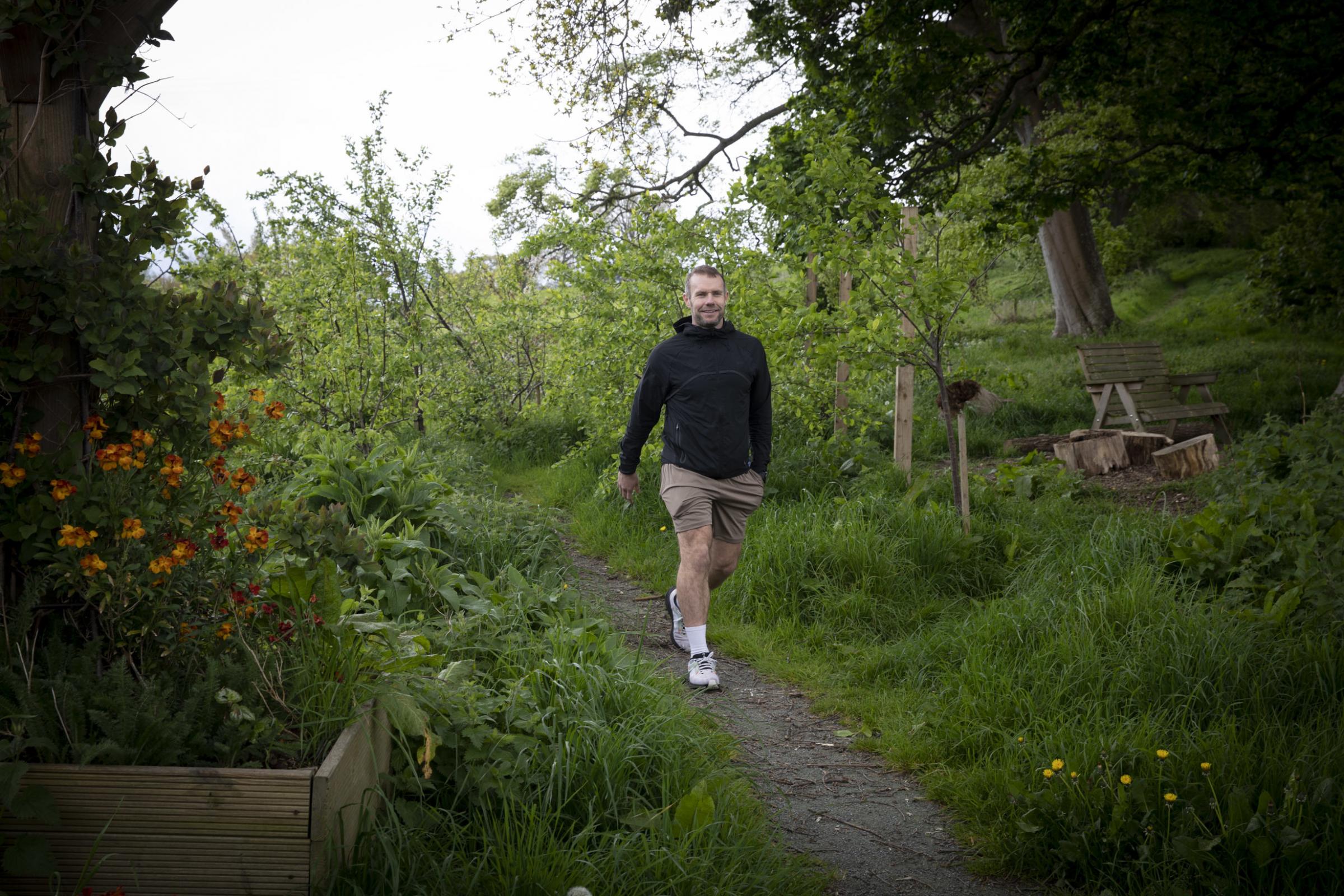 community centre in Llanfwrog; Paul Edwards in the community garden. Picture Mandy Jones